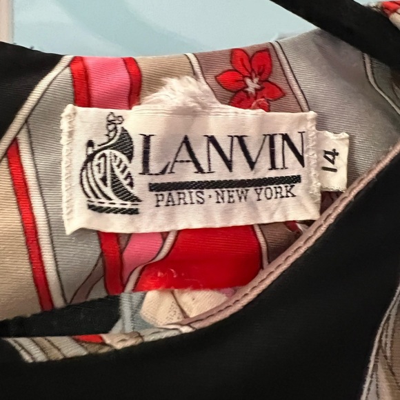 Vintage Lanvin Black and Pink Geometric Long Sleeve Dress size 14 EUC - Picture 4 of 9